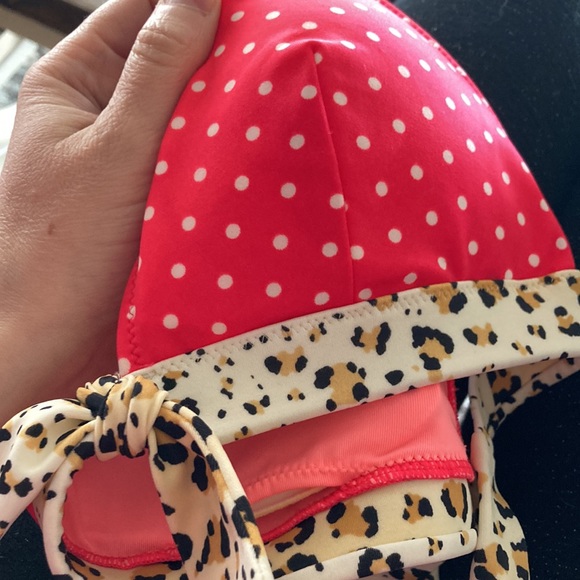 NWOT Victoria secret bikini top size Mpolka dot and leopard print no wire - Picture 5 of 5